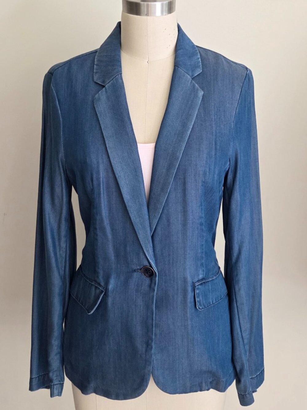 Tommy Hilfiger Blue Chambray Tencel Blazer